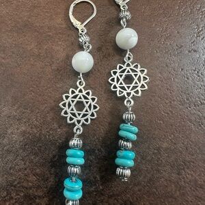 Bohemian Silver and Blue Filigree Earrings